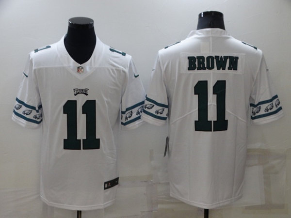 Men's Philadelphia Eagles #11 A. J. Brown White Team Logo Cool Edition Stitched Jersey - Click Image to Close